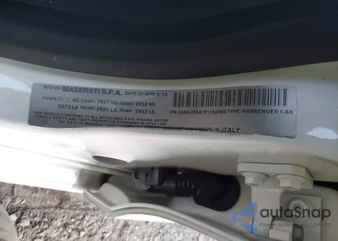 2015 Maserati Ghibli z USA, uszkodzony, nr VIN ZAM57XSA1F1162069